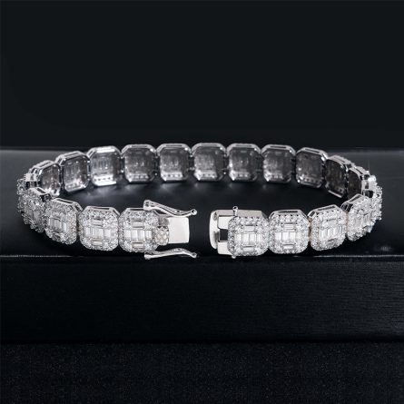 Diamond New 10Mm Square Bracelet 925 Silver Mossanite Stone Inlaid Trendy Bracelet Accessories Exclusively For Foreign Trade - Image 4