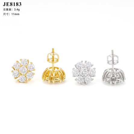 New Creative Flower Hip-Hop Jewelry For Men And Women 925 Silver Earrings Inlaid With Mossan Earrings One-Piece Shipping - Image 5