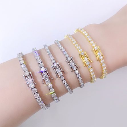 European And American Jewelry 2-5Mm925 Silver Hip-Hop Single-Row Tennis Chain Mossanite Bracelet Women'S Tennis Bracelet - Image 4