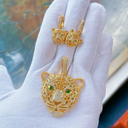 European And American Hip-Hop Inlaid With Mosan Leopard Head S925 Sterling Silver Necklace High-End Street Style Individual Zodiac Tiger Necklace Decoration Trend - Image 4