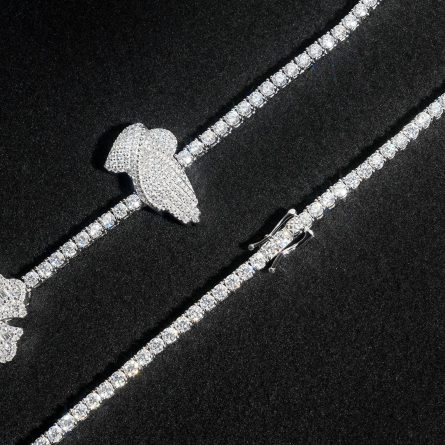 New Product Launches New S925 Silver Inlaid 3Mm Mossanite Tennis Chain Cross Prayer Hand European And American Hip-Hop Necklace - Image 4