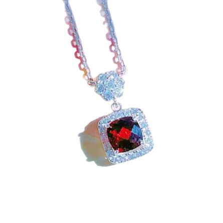S925 Sterling Silver Garnet Necklace Light Luxury Versatile Niche Color Treasure Pendant Jewelry Women'S Collarbone Chain Necklace Spot - Image 5