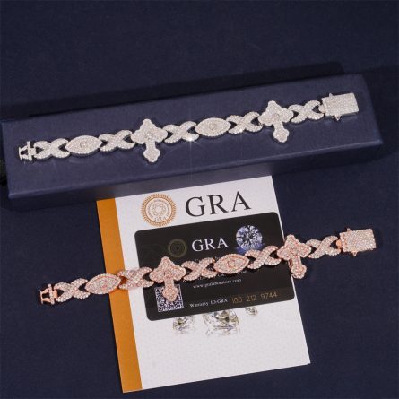 Diamond Hair New 12Mm Hip-Hop Men'S Bracelet 925 Silver-Full Mossanite Eyes Cross European And American Hiphop - Image 3