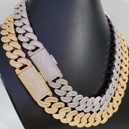 European And American  Hot Selling 18Mm Full-Stair Square Mossanite Stone S925 Silver Mossanite Diamond Cuban Chain Hip-Hop Necklace - Image 4