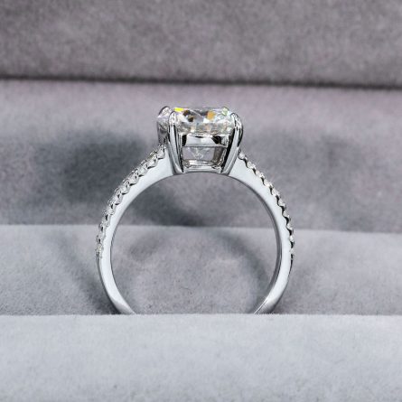 Diamond Hair Girls' Wedding Ring S925 Silver-Full Mossanite Round 3 Carats Simple And Fashionable Style Past Diamond Test Pen Gra - Image 3