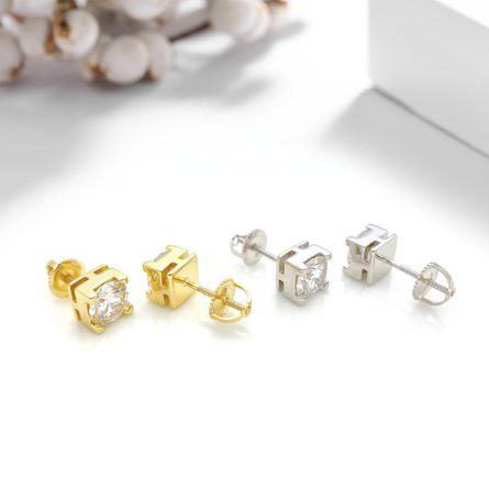 New Men And Women Vvs Moissan Jewelry 925 Sterling Silver Earrings Inlaid With Moissan Hip-Hop Earrings - Image 4