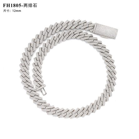 European And American Cuban Chain 12Mm Full-Inlaid Mossanite S925 Silver Diamond Cuban Chain Trendy Brand Necklace Accessories Hot Sale - Image 5