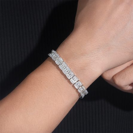 Diamond New 925 Sterling Silver Bracelet Vvs Moissanite 8.5Mm Men'S And Women'S Jewelry Accessories European And American Hip-Hop Bracelet - Image 4