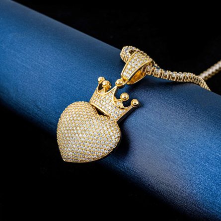 Manufacturer Wholesale New Men And Women Love Heart-Shaped Hip-Hop Pendant 925 Silver Mossan Pendant Can Be Worn Through A Single Stone Tennis Ball - Image 4