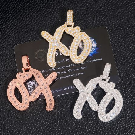 Diamond Hair European And American -Border Pendant Amazon Personality Fashion 925 Silver Mossanite Splicing Xo Letter Hip Hop Pendant - Image 3