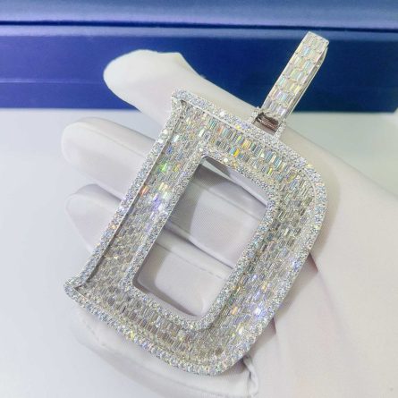 European And American Ins Best Moissanite Stone Hip Hop Letter Pendant 925 Silver Inlaid D Color Moissan Can Be Worn Through 18Mm Wide Chain - Image 4