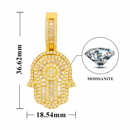 Wholesale New 925 Silver Mossan Diamond Palm Pendant Hip Hop Jewelry Through Single Stone Necklace - Image 5