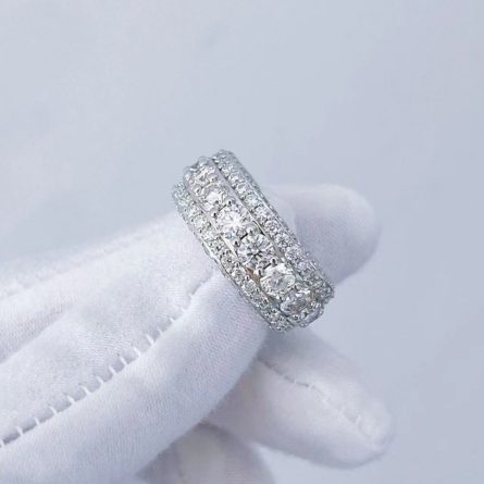 European And American Hot-Selling S925 Silver Mossanite Ring Full Diamond Hip Hop Solid Ring Trendy Diamond Ring Fashion Men And Women - Image 4