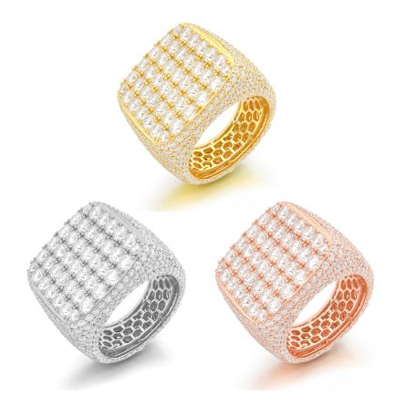 European And American Hip-Hop Full Diamond 925 Silver Inlaid D Color Vvs Moissan Ring Men And Women Rings Ins Fashion Full Diamond - Image 5