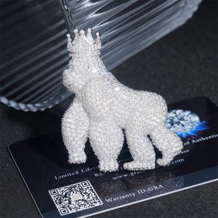 Diamond Hair New Personalized Animal Pendant 925 Silver Mossanite Stone Full-Inlaid Men'S Hip-Hop Trendy Necklace Accessories - Image 2