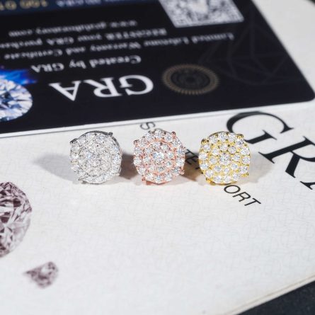 Diamond Hair  New Fashion Round Hip-Hop Jewelry For Men And Women 925 Silver Earrings Inlaid With Moissan Earrings - Image 3