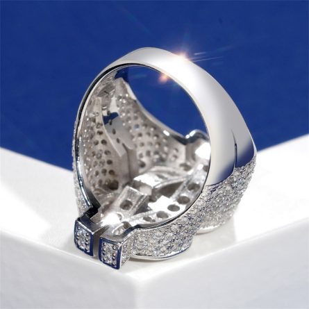 Hot S925 Silver Inlaid D Color Moissan Us Bill Ring Silver Jewelry Hiphop European And American Hip Hop Personalized Men'S Ring - Image 3