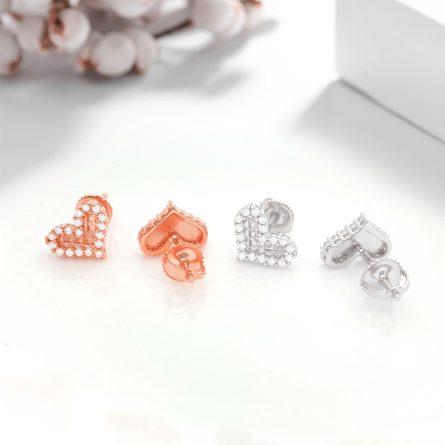 European And American Ins2025 New Men'S And Women'S Heart-Shaped Hip-Hop Jewelry Vvss925 Sterling Silver Earrings Inlaid With Moissan Earrings - Image 3
