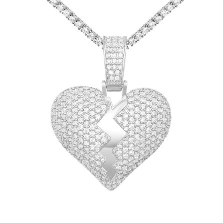 European And American Diamond Hip-Hop Copper Inlaid 5A Zircon Heart-Shaped Pendant Necklace Jewelry Can Be Worn Through A Single Stone Necklace - Image 5