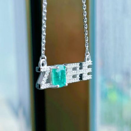 Private Custom Letter Pendant S925 Sterling Silver Full Diamond Mossan Emerald Creative One Piece Custom European And American  Trend - Image 4
