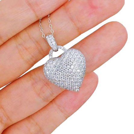 S925 Sterling Silver Full-Inlaid Mossan Diamond Heart-Shaped Pendant European And American Fashion Ins Style Personality Pendant Wholesale - Image 5