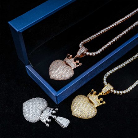 Manufacturer Wholesale New Men And Women Love Heart-Shaped Hip-Hop Pendant 925 Silver Mossan Pendant Can Be Worn Through A Single Stone Tennis Ball - Image 3