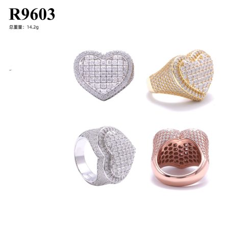 New S925 Silver-Set Princess Square Mossanite Ring European And American Hip-Hop Heart-Shaped Ring Fashion Accessories - Image 5