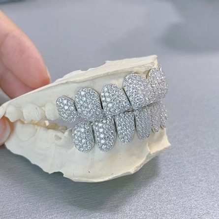 New Hot Model S925 Sterling Silver Mossan Hip-Hop Hiphop Full Diamond Braces High-End Luxury Diamond Inlay Jewelry Trend - Image 4