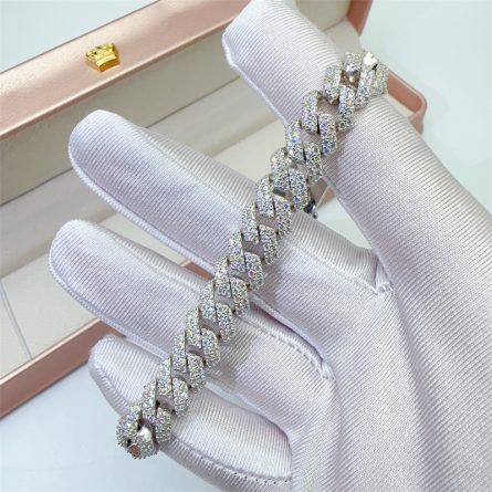 European And American Necklaces 10Mm Full Of Mossanite S925 Silver Diamond Cuban Chain Trendy Necklace Accessories Hot Sale - Image 4