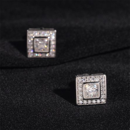 Drilling Jewelry Manufacturer Wholesale Direct Sales 925 Silver Moissanite Men And Women'S Earrings Square Earrings Hip Hop Style Past Drill Pen - Image 4