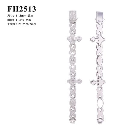 Diamond Hair New 12Mm Hip-Hop Men'S Bracelet 925 Silver-Full Mossanite Eyes Cross European And American Hiphop - Image 5
