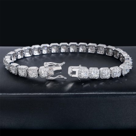 Diamond Hair Hip-Hop Bracelet 6Mm Classic Square Bag 925 Silver Mossanite Stone Full-In European And American Popular Men'S And Women'S Bracelet Wholesale - Image 3