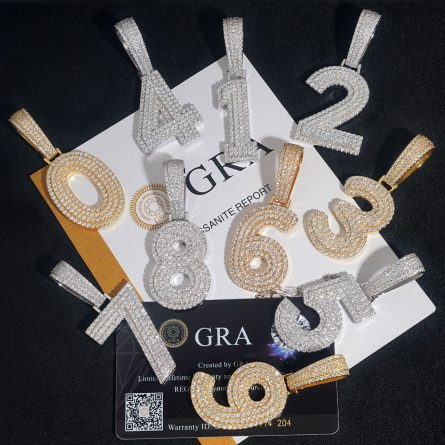 Hot Sale 0-9 Digital Pendant Personalized Hip-Hop 925 Silver Inlaid Moissan Can Be Worn Through 15Mm Wide Cuban Chain - Image 3