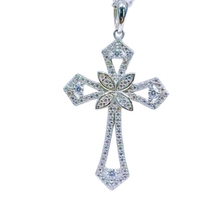 S925 Sterling Silver Micro-Inlaid Moissan Necklace Cross Pendant Jewelry Spot European And American Fashion Girl Collarbone Chain - Image 5