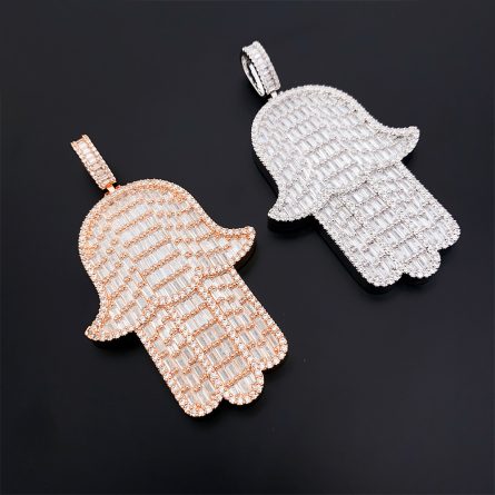 Hot New Copper Inlaid 5A Zircon Large-Sized Palm Full Diamond Pendant Ins Fashionable Personalized Hip-Hop Pendant - Image 2