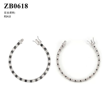 New Products Are Available, Fashionable Single Product S925 Silver Mossanite 4Mm Black And White Men And Women Universal Tennis Chain Bracelet - Image 5