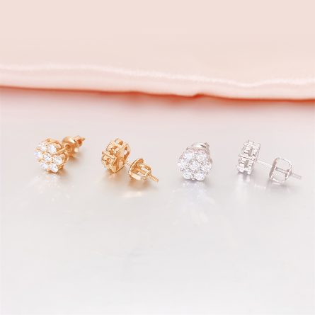New European And American S925 Silver 2.5Mm Moissanite Full Of Flower Earrings, European And American Hip-Hop Simple And Personalized Earrings - Image 3