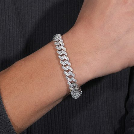 Border New Model Hot Sale 10Mm European And American S925 Sterling Silver Full-Inlaid Mossian Diamond Hip-Hop Rhombus Cuban Bracelet Necklace - Image 4