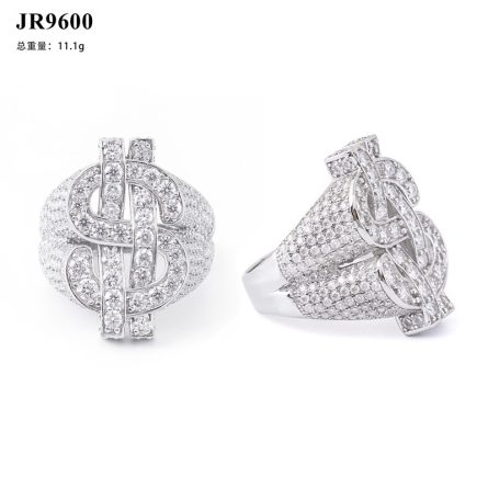 Hot S925 Silver Inlaid D Color Moissan Us Bill Ring Silver Jewelry Hiphop European And American Hip Hop Personalized Men'S Ring - Image 5