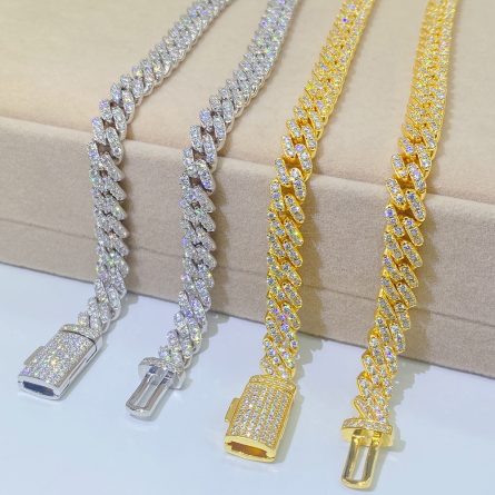 European And American Necklaces 8Mm Full-Inlaid Mosanite S925 Silver Single Row Cuban Chain Trendy Brand Necklace Accessories Hot Sale - Image 5