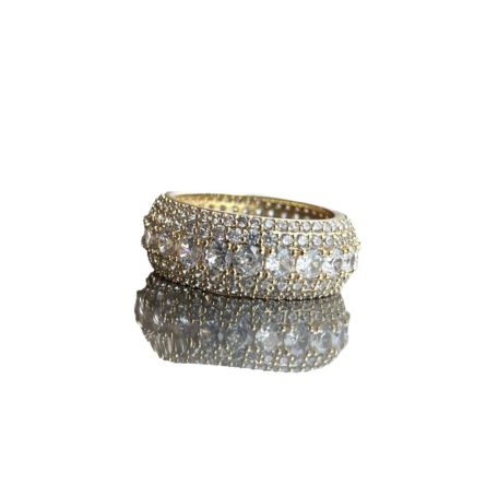 European And American Hip-Hop Hiphop Trendy Jewelry S925 Sterling Silver Plated 18K White Gold Five-Row Full-Set Mossanzircon Ring - Image 5