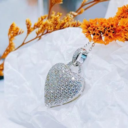 S925 Sterling Silver Full-Inlaid Mossan Diamond Heart-Shaped Pendant European And American Fashion Ins Style Personality Pendant Wholesale - Image 3