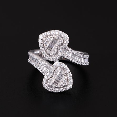 European And American Hip-Hop Love Ring S925 Silver Inlaid With D Color Rectangular Mossanite Classic Fashion Trend Ring For Men And Women - Image 4