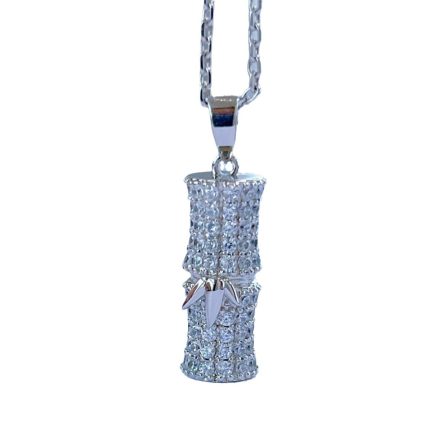 National Trend S925 Sterling Silver Moissan Diamond Bamboo Necklace Bamboo Report Peaceful Clavicle Chain Niche Design Rising Higher And Higher - Image 5