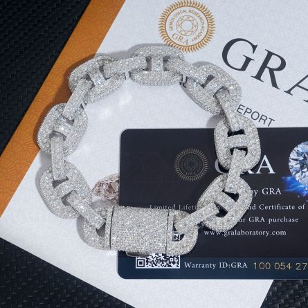 Diamond And Hair Selection 15Mm Eight-Character Chain S925 Silver Mossanite Men'S Hip-Hop Necklace Personality Bracelet Wholesale - Image 3