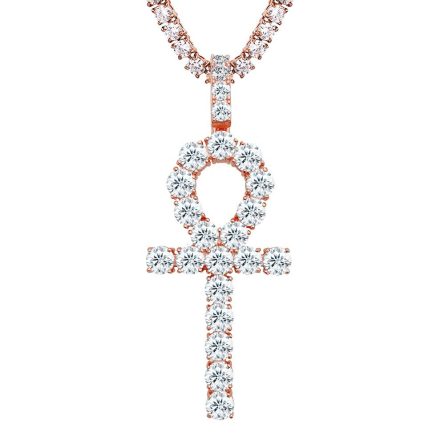 European And American Hot-Selling 925 Silver Mossan Diamond Hip Hop Necklace Angel Key Cross Hiphop Pendant Chain - Image 5