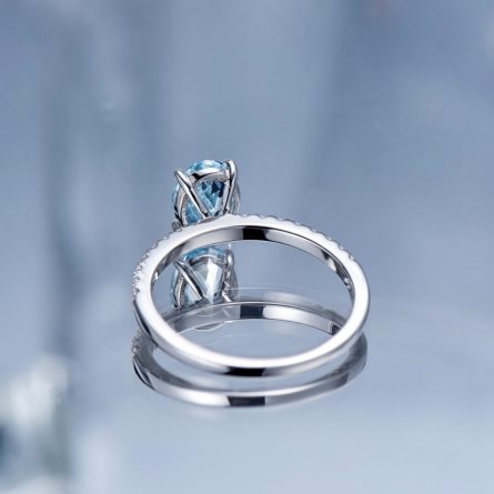 Sterling Silver S925 Moissan Diamond Egg-Shaped Ring Cross-Border European And American Hot-Selling Pigeon Egg 1 Carat Special Light Luxury Diamond Ring - Image 4