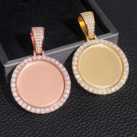 Diamond Hair Trade Hot Sale Round Photo Frame S925 Silver Mossanite Hip-Hop Pendant Universal For Men And Women - Image 4