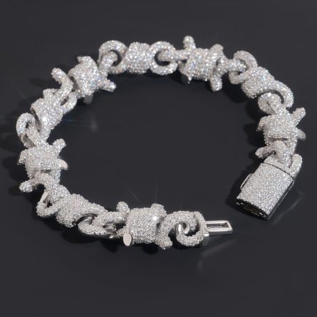 Trade Supply Direct Supply S925 Silver Mossanite 8-Character Cuban Bracelet 15Mm Boy Personality - Image 4