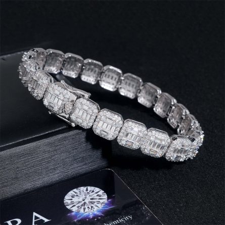 Diamond New 10Mm Square Bracelet 925 Silver Mossanite Stone Inlaid Trendy Bracelet Accessories Exclusively For Foreign Trade - Image 3